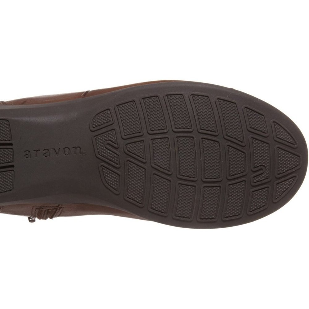 ARAVON New ANSTICE Comfort Wedge Leather Boot Womens 10~12 WIDE Bootie NIB BROWN - Picture 6 of 6